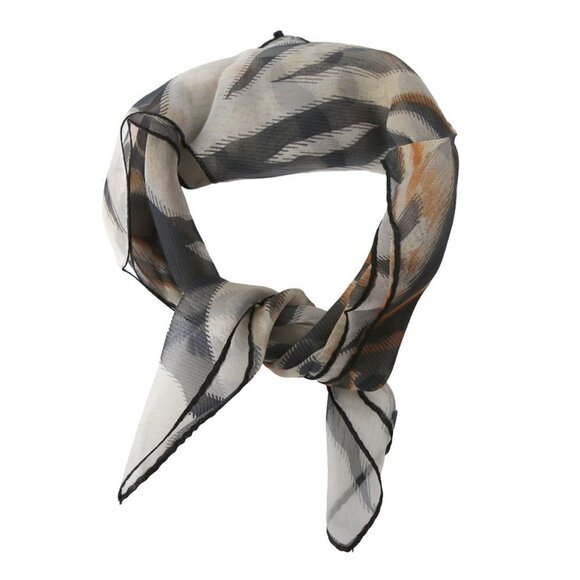 Vintage Sheer Tiger Animal Print Neck Scarf Hair Tie Black Orange Brown - Picture 2 of 4